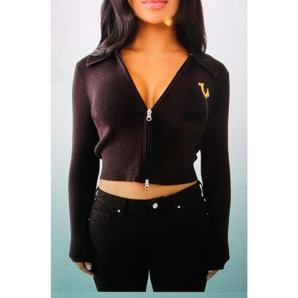True Religion Black Jacket with Yellow Emblem